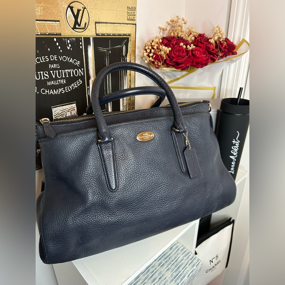 Coach navy leather Tote
